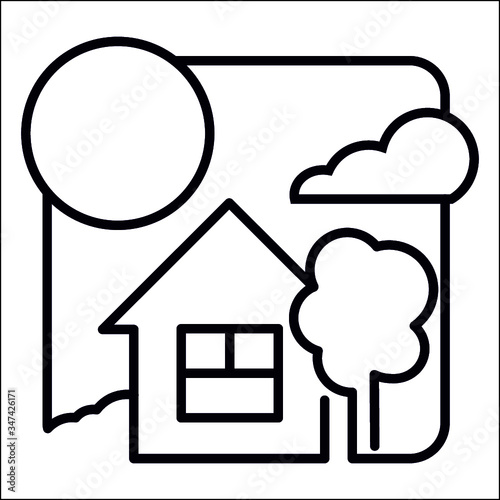 Minimalistic icon depicting a simple house. For site navigation or use as an pictogram in a document.