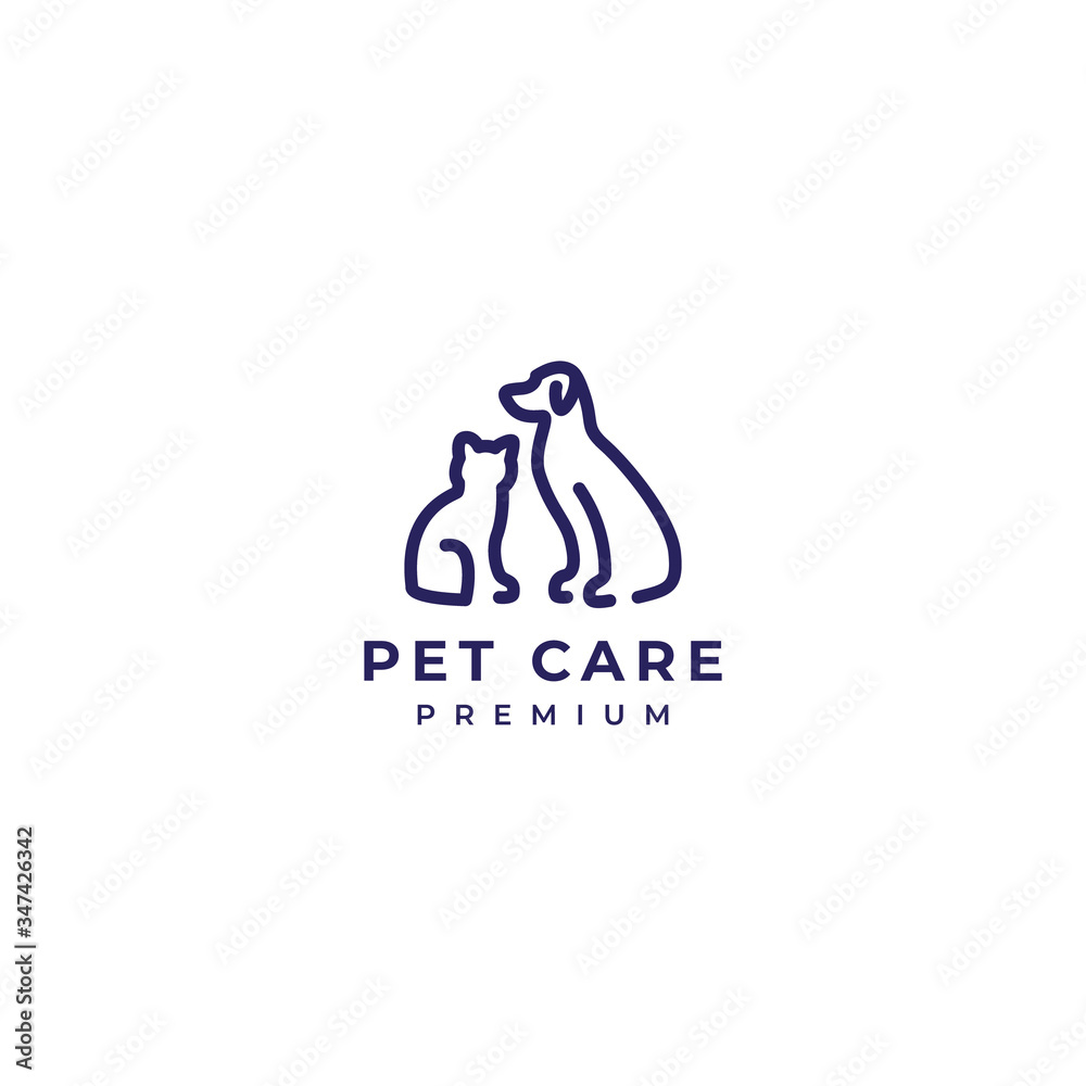 dog cat pet care outline line art monoline logo vector icon dog cat pet care outline line art monoline logo vector icon
