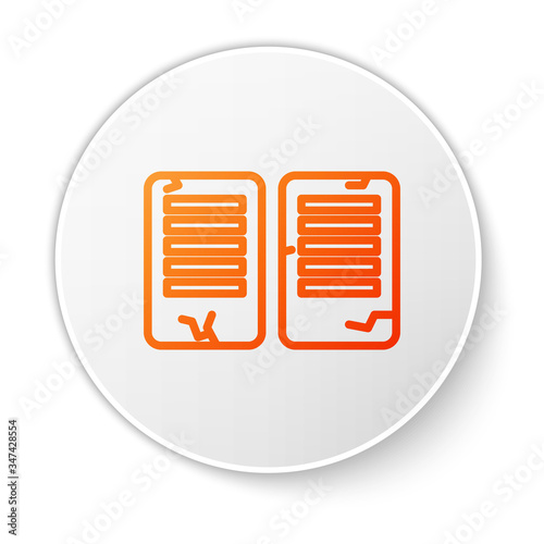 Orange line The commandments icon isolated on white background. Gods law concept. White circle button. Vector Illustration
