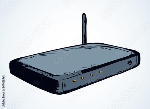 Modem with antenna. Vector drawing