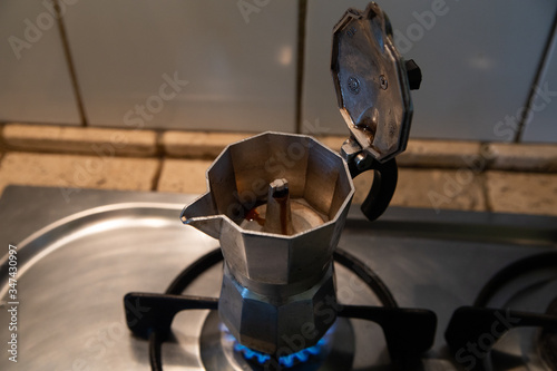 detail of italian mocha coffee maker