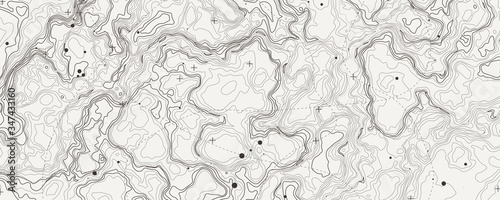 Fotografia, Obraz Abstract topographic map. Topo contour map background concept