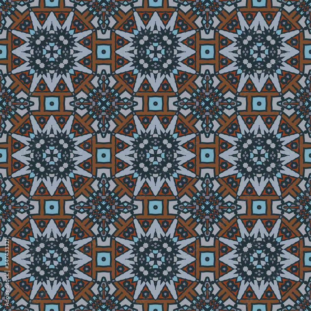 Style bright color seamless mandala pattern in gray and brown for decoration, paper wallpaper, tiles, textiles, neckerchief, pillows. Home decor, interior design, cloth design. Style bright color seamless mandala pattern in gray and brown for decoration, paper wallpaper, tiles, textiles, neckerchief, pillows. Home decor, interior design, cloth design.