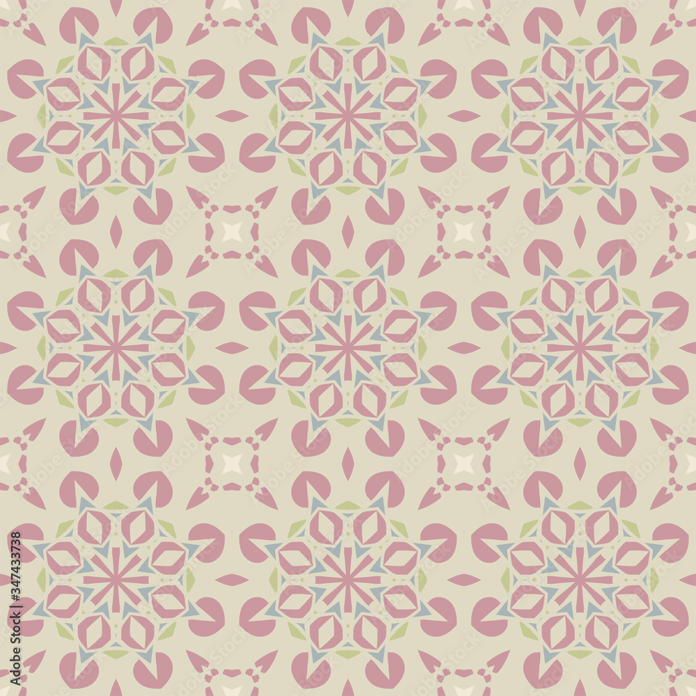 Style bright color seamless mandala pattern in pink  for decoration, paper wallpaper, tiles, textiles, neckerchief, pillows. Home decor, interior design, cloth design.