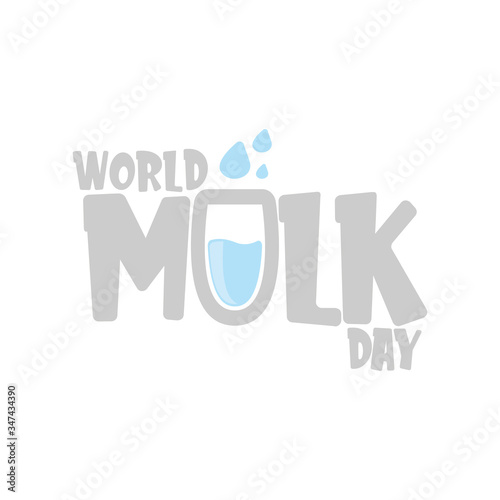 vector wold milk day outline style icon or label isolated on white background. Milk day greeting poster design template. Milk day logo with milk glass