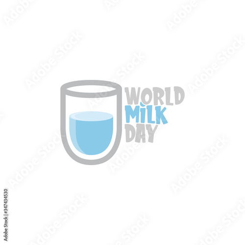 vector wold milk day outline style icon or label isolated on white background. Milk day greeting poster design template. Milk day logo with milk glass