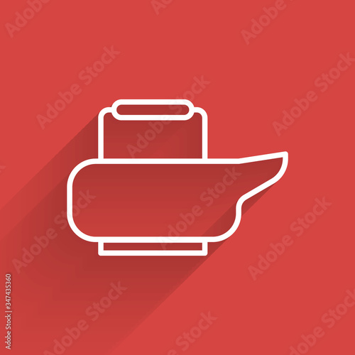 White line Bedpan icon isolated with long shadow. Toilet for bedridden patients. Vector Illustration