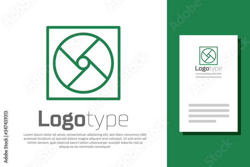 Green line Ventilation icon isolated on white background. Logo design template element. Vector Illustration