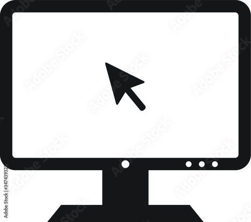 Computer, monitor with mouse cursor vector icon illustration
