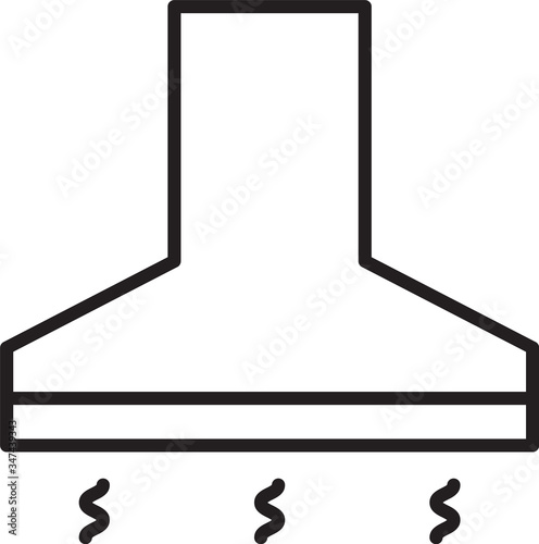 Black line Kitchen extractor fan icon isolated on white background. Cooker hood. Kitchen exhaust. Household appliance. Vector Illustration