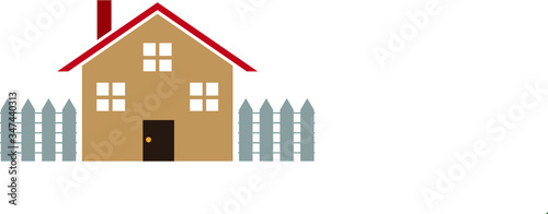 clip art, house vector icon, isolated, urban and rural house with chimneys