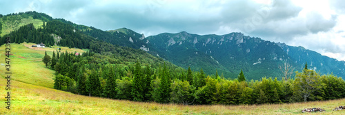 Panoramic view of Muntele Rosu - Red Mountain area, in Cheia - Prahova county, Romania, Ciucas Mountain