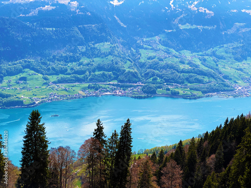 Lake Walensee, between the mountain ranges of Churfirsten and Seeztal subalpine valley, Walenstadtberg - Canton of St. Gallen, Switzerland (Kanton St. Gallen, Schweiz) photo