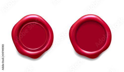 Red wax seal. Realistic medieval certificate stamp, Rubber quality logo seal