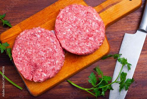 Cooking ingredients, raw burger cutlets