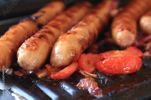 bratwurst on the grill, barbeque