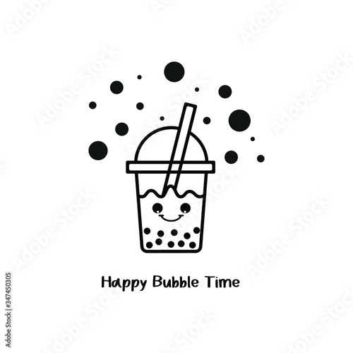 bubble milk tea on white background. icons, vector, illustration