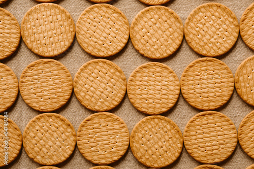 Wheat biscuits pattern as background. Top view.  
