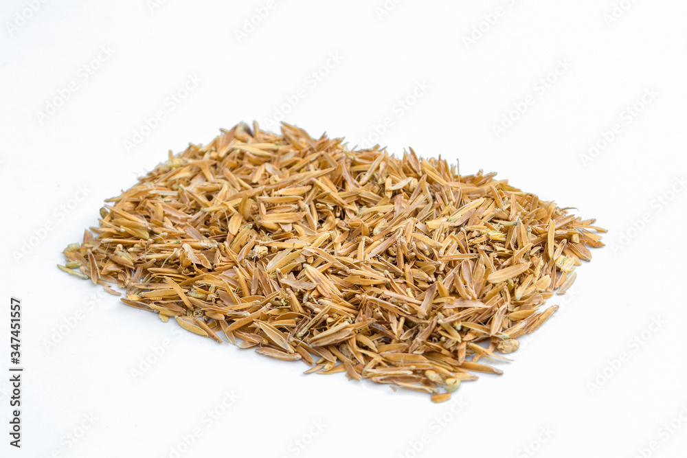 Rice husk isolated on white background.