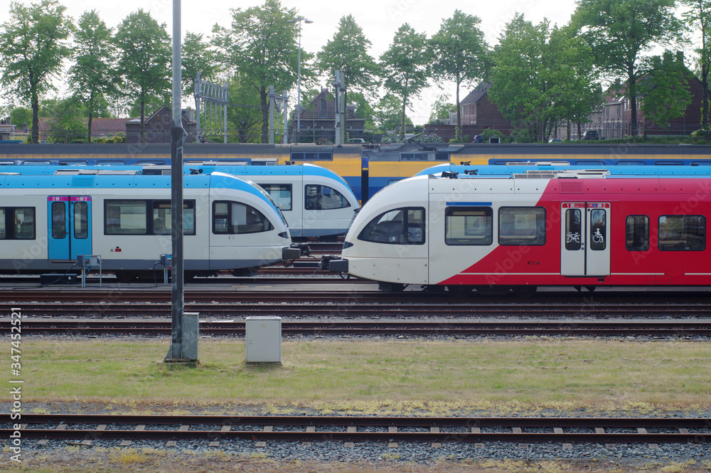 Trains parked at central station Arnhem, Netherlands Trains parked at central station Arnhem, Netherlands
