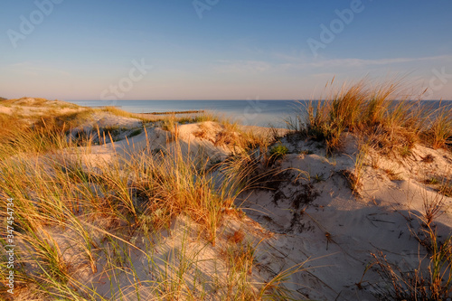 Wydmy na wybrzeżu Morza Bałtyckiego,plaża w Dźwirzynie,Polska.