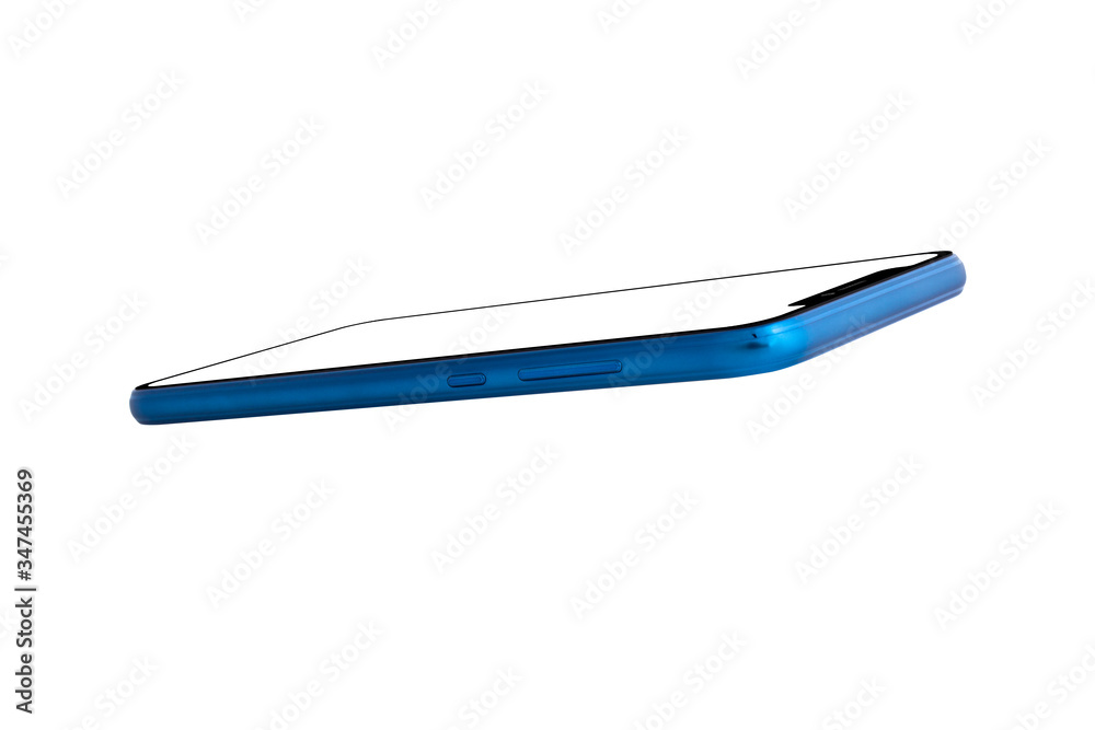 Blue Modern Isolated Smart Phone. Blank screen for mockup.