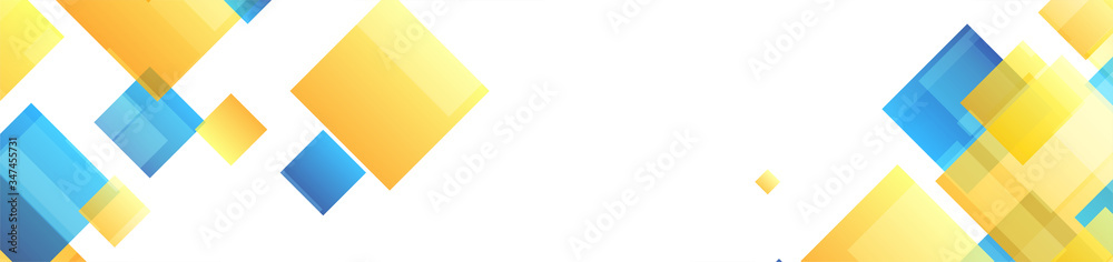 Blue and yellow squares abstract geometric banner design. Technology vector background