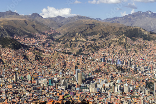 Panoramic view from the cableway of La Paz, Bolivia