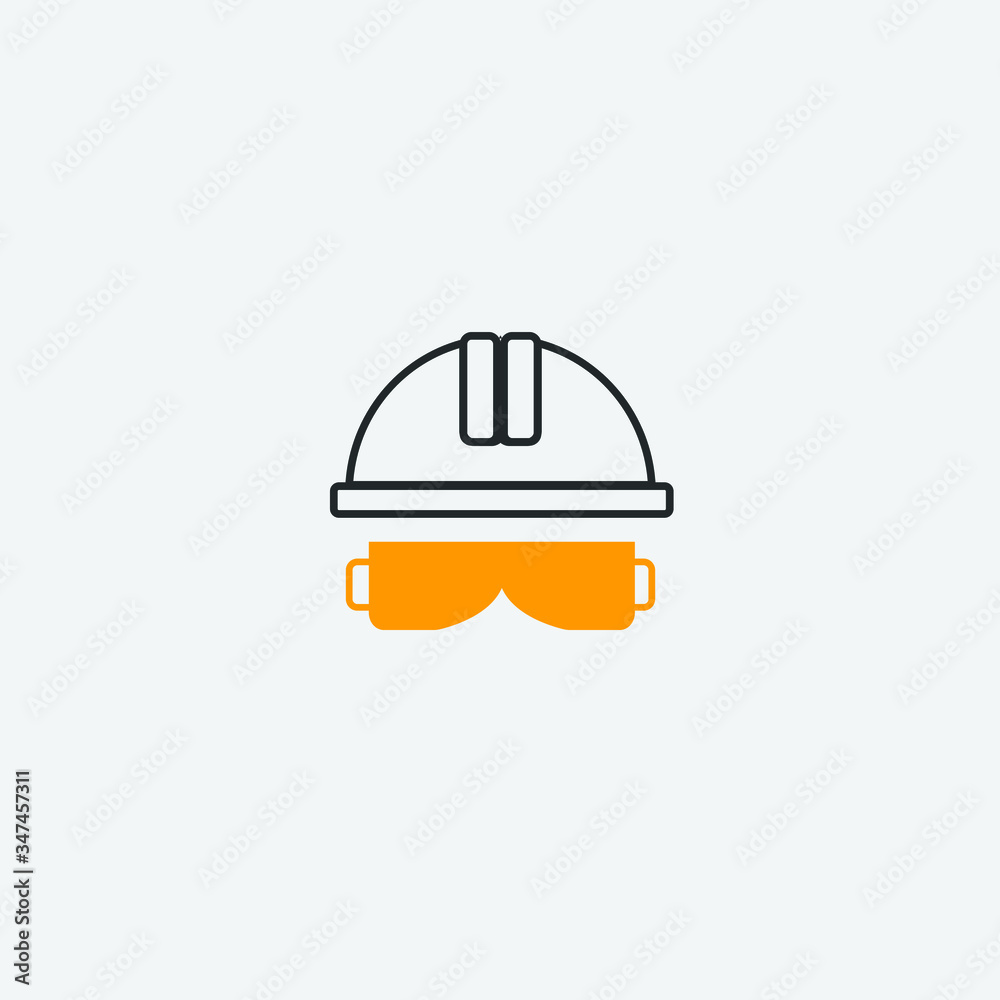 Fototapeta premium Helmet vector icon illustration sign