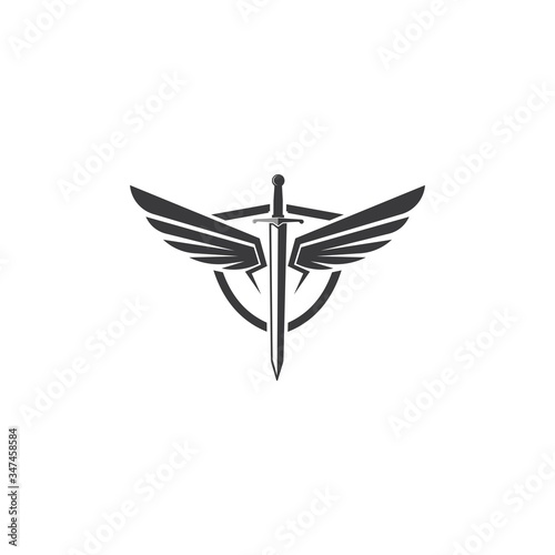 sword wings  logo icon vector illustration design