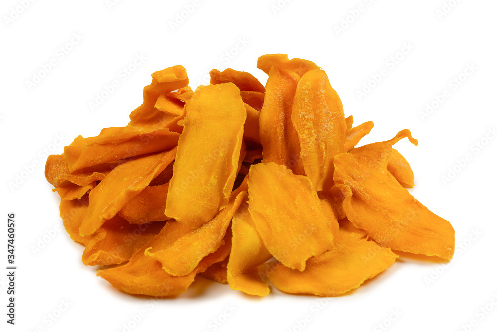 Tasty sugar mango slices background. Top view. Tasty sugar mango slices background. Top view.