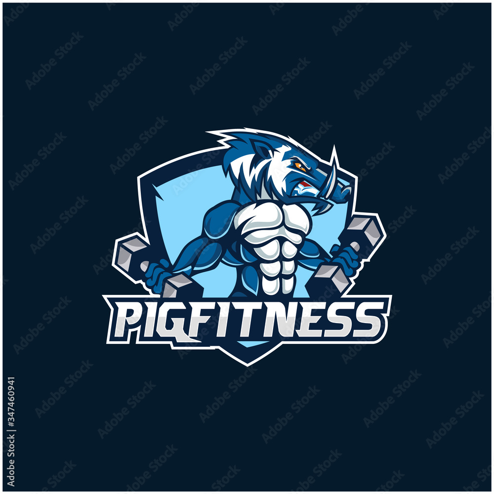 Vector fitness body with pig head