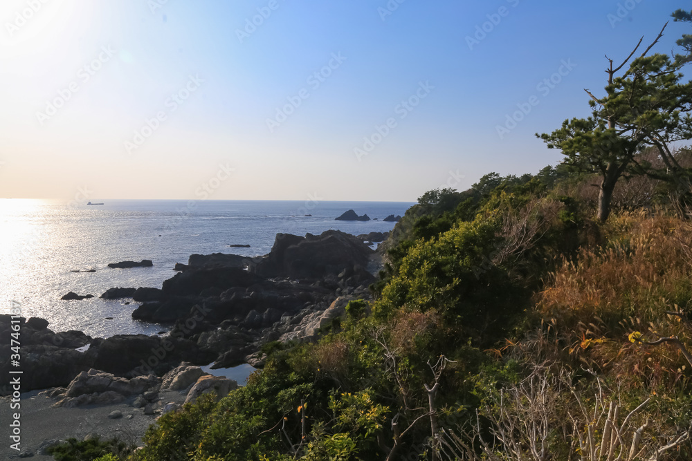 潮岬 夕日が光る海 潮岬 夕日が光る海