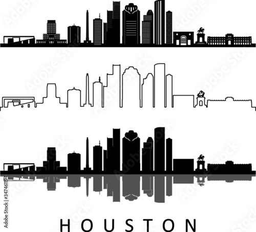HOUSTON City Texas Skyline Silhouette Cityscape Vector