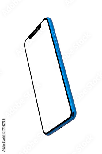 Blue Modern Isolated Smart Phone. Blank screen for mockup.