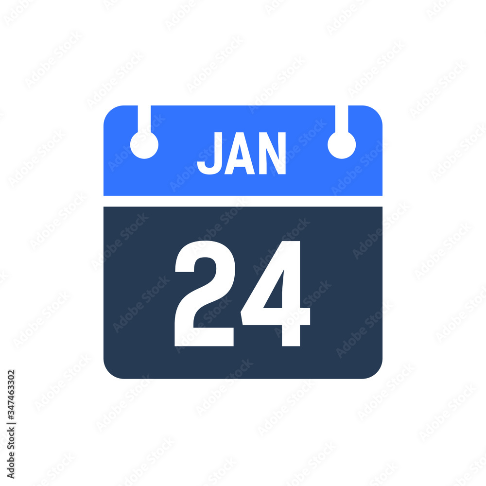 Calendar Date Icon - January 24 Vector Graphic Calendar Date Icon - January 24 Vector Graphic