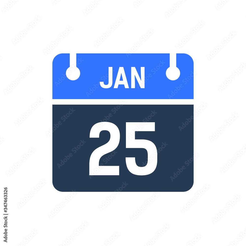 Fototapeta premium Calendar Date Icon - January 25 Vector Graphic