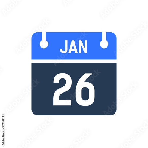 Calendar Date Icon - January 26 Vector Graphic