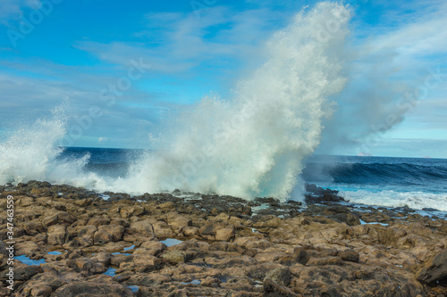huge waves at the coast in Lanzarote