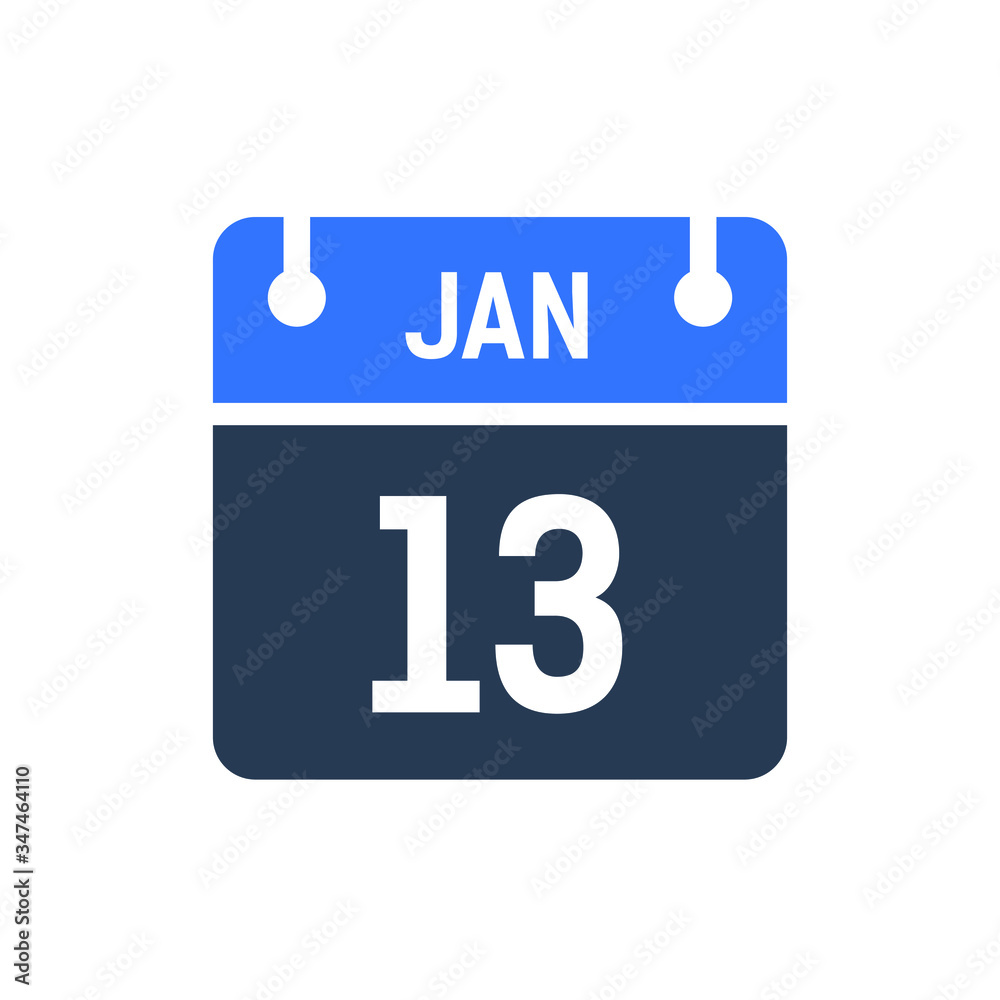Calendar Date Icon - January 13 Vector Graphic Calendar Date Icon - January 13 Vector Graphic