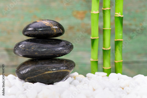 Japanese ZEN garden with feng shui and stacked stones