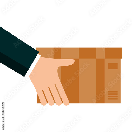 hands lifting box carton delivery service