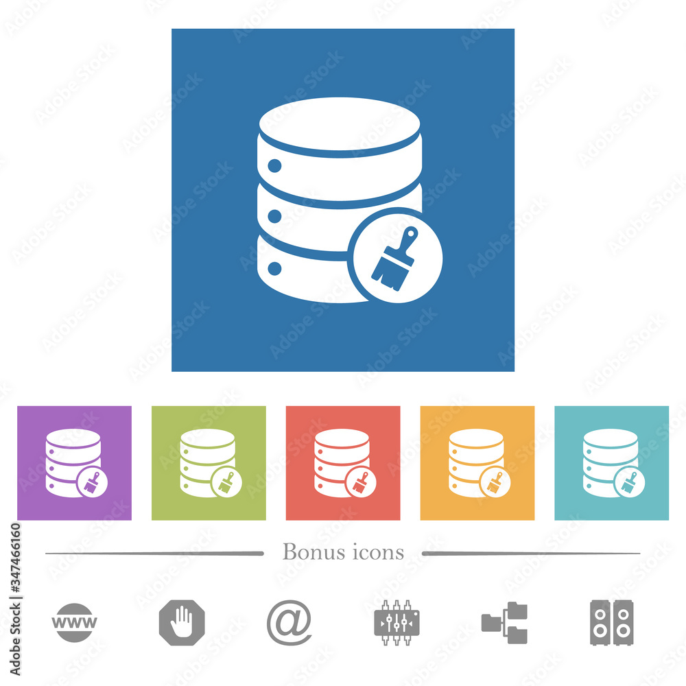 Database paste data flat white icons in square backgrounds Database paste data flat white icons in square backgrounds