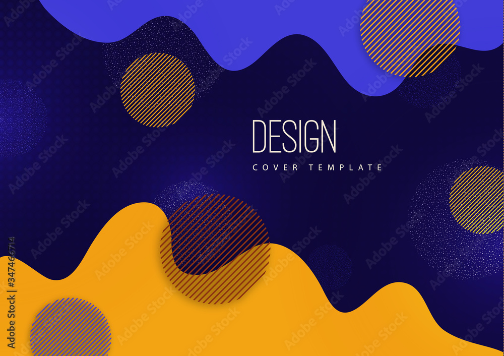 Abstract background with circles, stripes, waves. Minimalistic dynamic style. Vector illustration