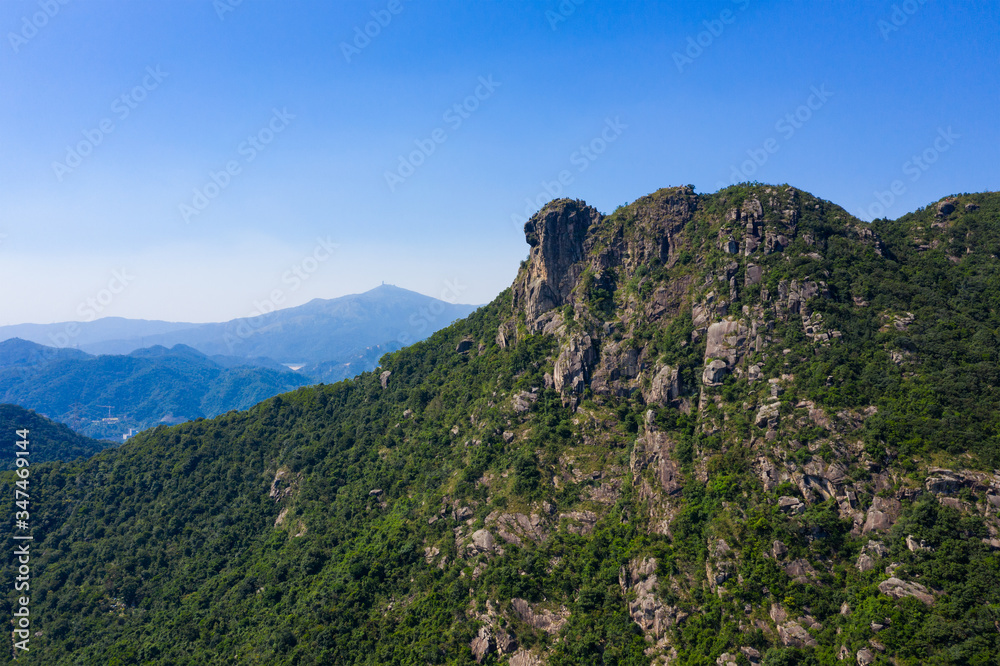 Lion rock mountain in blue sky