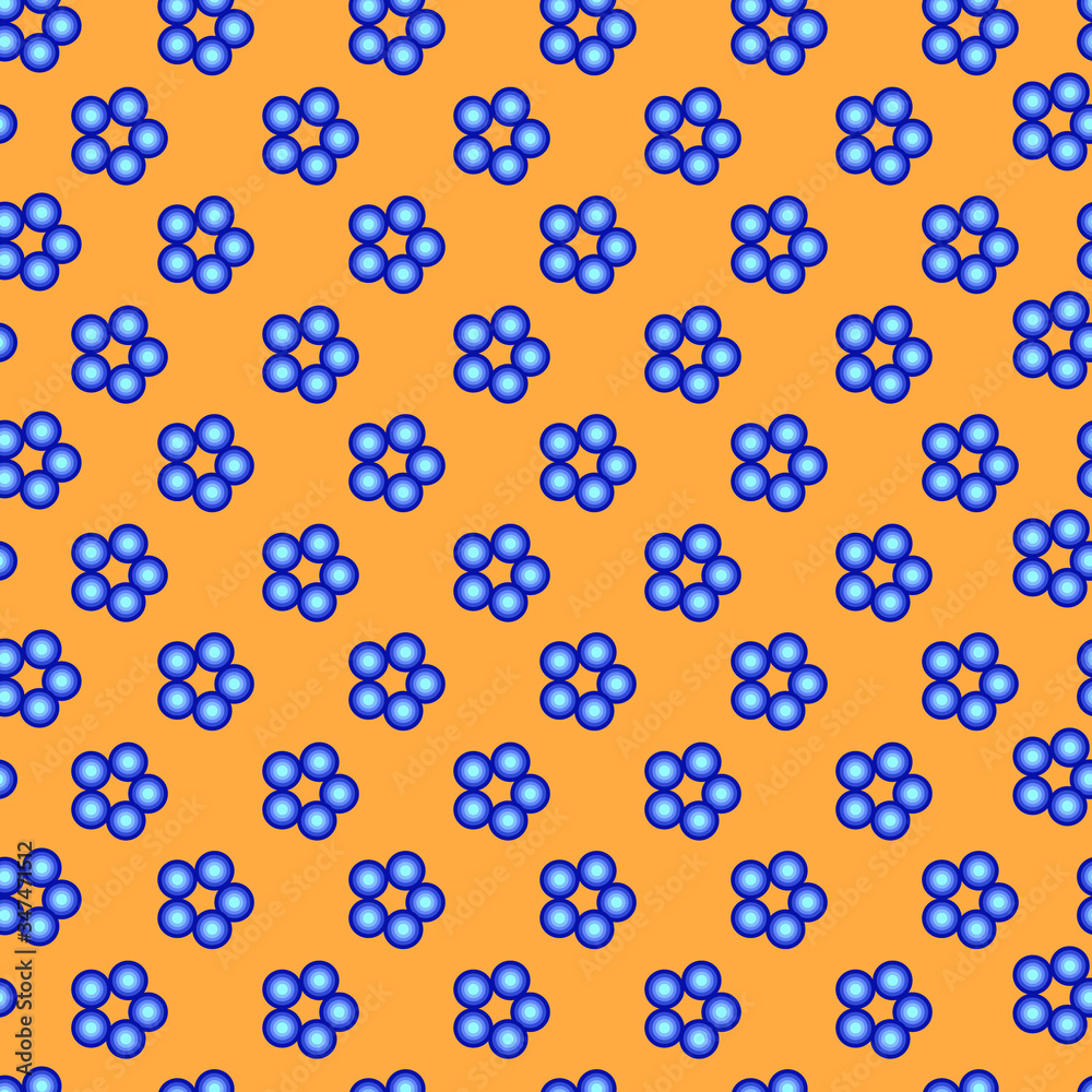 Seamless pattern with blue flowers on an orange background. Use for fabric, wrapping paper, wallpaper, print, backdrops, baby clothes, napkins. Seamless pattern with blue flowers on an orange background. Use for fabric, wrapping paper, wallpaper, print, backdrops, baby clothes, napkins.