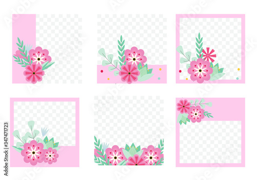 Posters with cute vector flowers. Floral banners. Wedding flowers cards.
