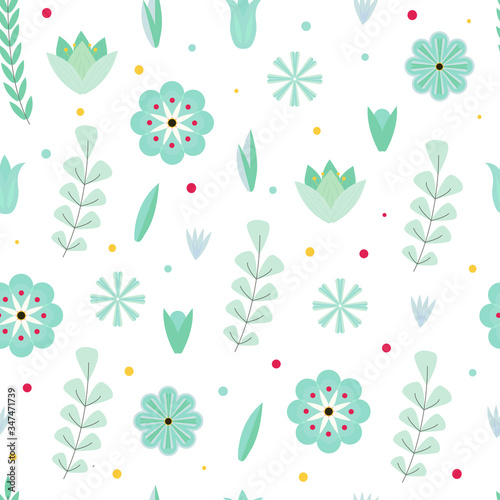 Flowers vector pattern. Cute floral seamless. Wedding flowers background. Spring, summer wallpaper.