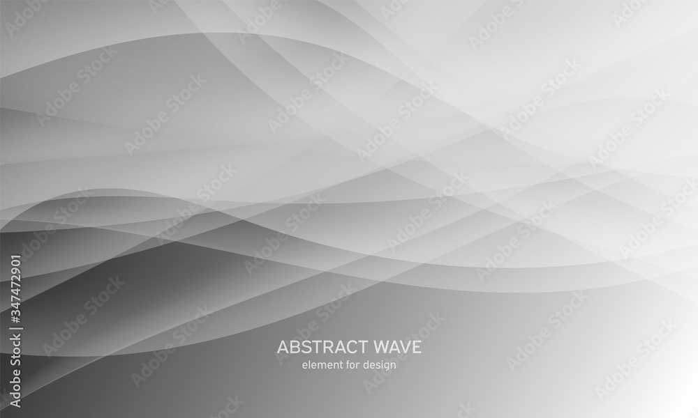 Abstract black background with smooth gray lines, waves. Modern and fashion. Gradient geometric. Vector illustration.