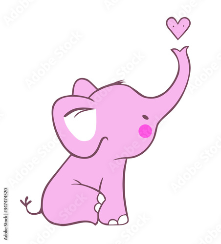 Cute pink elephant vector illustration © Vector Style
